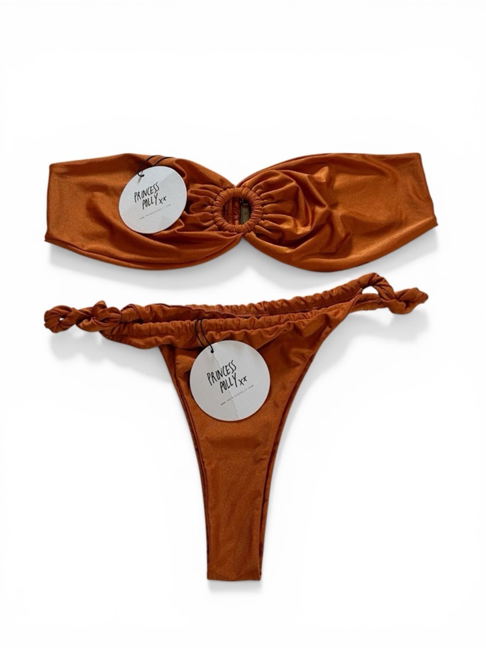 Princess Polly Curve Janea Bikini Set US 18 NWT Rust Orange Bandeau Cheeky Fit
